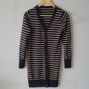 Lacoste navy and white stripe cardigan